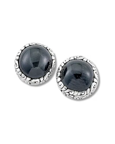 Samuel B. Ss Round Black Obsidian With Filigree Design Stud In Blue
