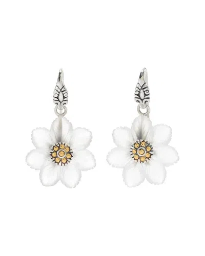 Samuel B. Silver 20.50 Ct. Tw. Carved Flower Earrings In White
