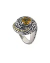 Samuel B. Ss/18k Swirl Ring With Citrine Center In Metallic