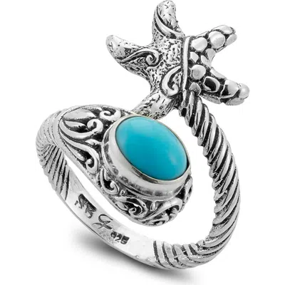 Samuel B. Starfish & Sleeping Beauty Turquoise Bypass Ring In Blue