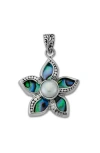 Samuel B. Sterling Silver Abalone & Pearl Flower Pendant