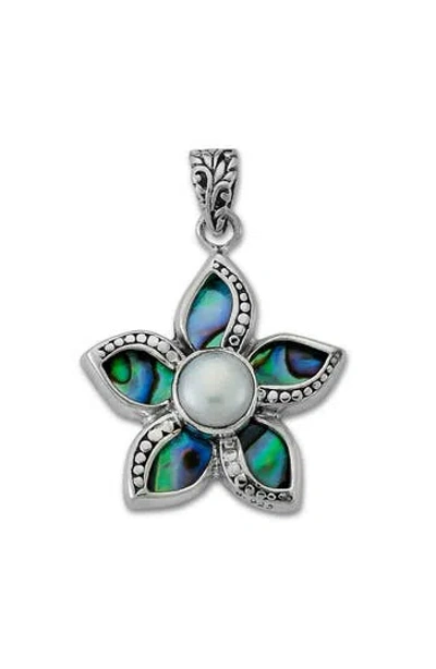 Samuel B. Sterling Silver Abalone & Pearl Flower Pendant