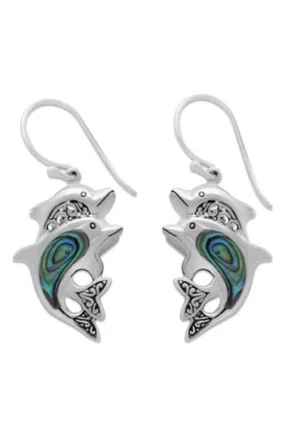 SAMUEL B. SAMUEL B. STERLING SILVER ABALONE DOLPHIN DROP EARRINGS