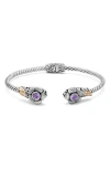 Samuel B. Sterling Silver & 18k Gold Amethyst Flower Hinge Bangle In Purple