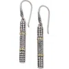 Samuel B. 18k & Silver 1.25 Ct. Tw. White Topaz Bar Drop Earrings In White/two Tone