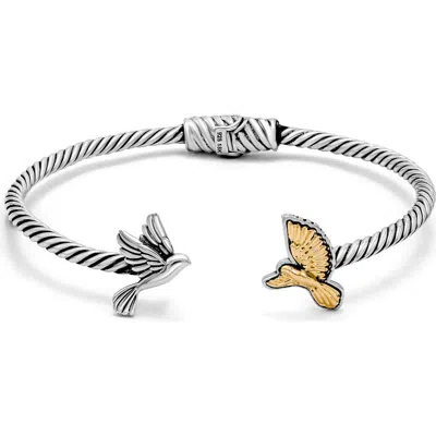 SAMUEL B. SAMUEL B. STERLING SILVER & 18K GOLD BIRD MOTIF HINGE BANGLE