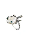 Samuel B. Silver & 18k Blue Topaz & Pearl Ring In Silver
