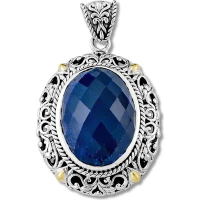 Samuel B. Sterling Silver & 18k Gold Blue Corrundum Pendant