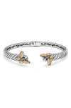 Samuel B. 18k & Silver 0.50 Ct. Tw. Peridot Butterfly Bangle Bracelet In Silver And Gold