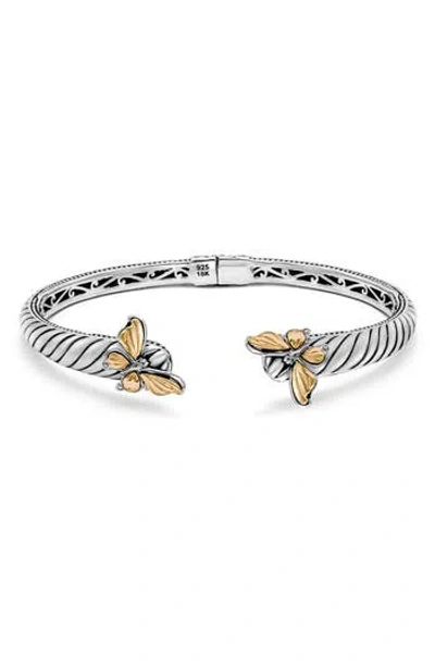 SAMUEL B. SAMUEL B. STERLING SILVER & 18K GOLD BUTTERFLY HINGE BANGLE