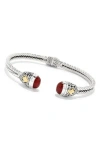 Samuel B. Sterling Silver & 18k Gold Carnelian Hinged Bangle Bracelet In Red
