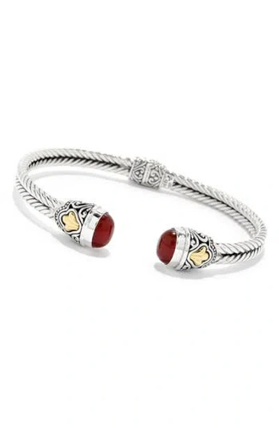 Samuel B. Sterling Silver & 18k Gold Carnelian Hinged Bangle Bracelet In Metallic