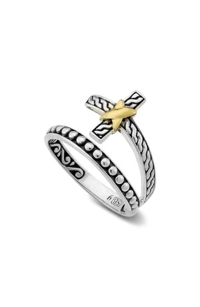 Samuel B. Sterling Silver & 18k Gold Cross Wrap Ring In Silver And Gold