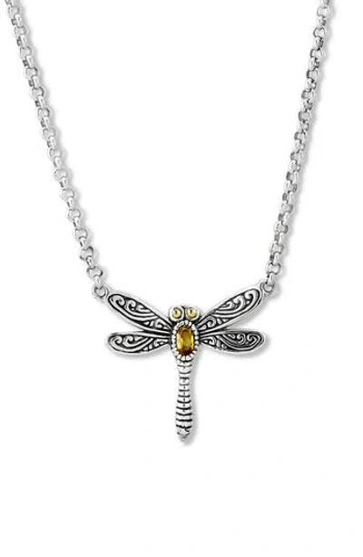 Samuel B. Sterling Silver & 18k Gold Dragonfly Pendant Necklace In Metallic
