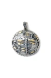 Samuel B. Sterling Silver & 18k Gold Dragonfly Round Pendant In Silver And Gold