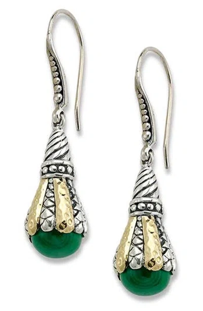Samuel B. Sterling Silver & 18k Gold Drop Earrings In Green