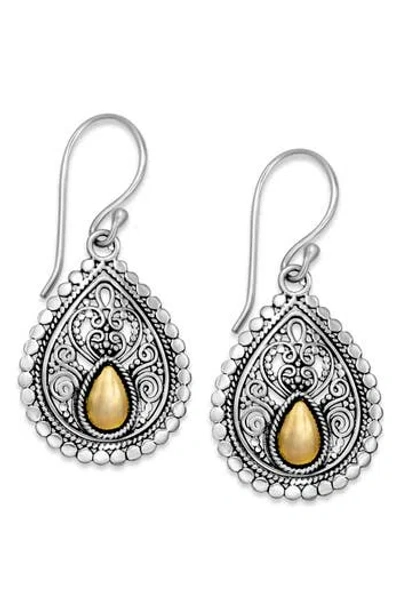 SAMUEL B. SAMUEL B. STERLING SILVER & 18K GOLD FILIGREE DROP EARRINGS