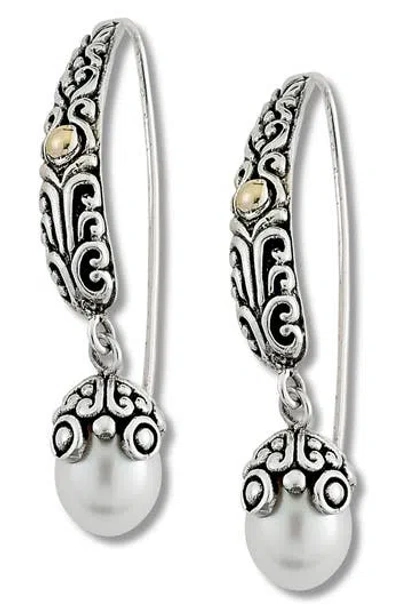 Samuel B. Sterling Silver & 18k Gold Freshwater Pearl Drop Earrings