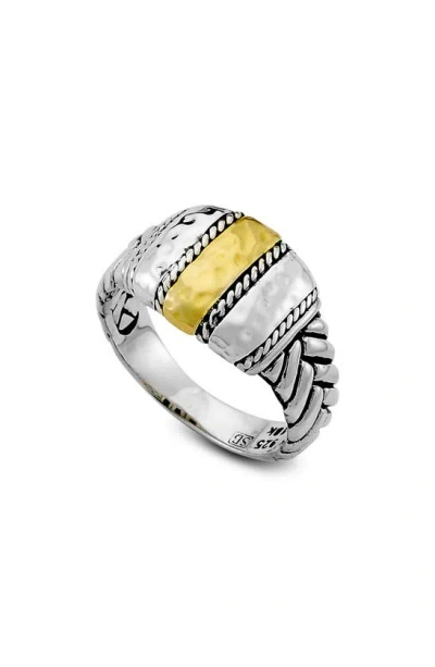 Samuel B. Sterling Silver & 18k Gold Hammered Ring In Silver And Gold