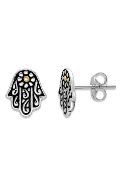 Samuel B. Sterling Silver & 18k Gold Hamsa Stud Earrings In Silver And Gold