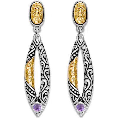 Samuel B. Sterling Silver &18k Gold Marquise Drop Earrings In Metallic