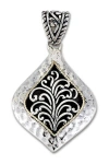 Samuel B. Sterling Silver & 18k Gold Marquise Shape Scrollwork Design Pendant In Multi