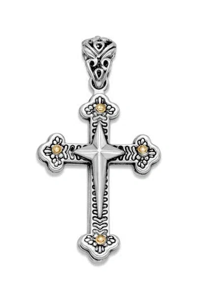 Samuel B. Sterling Silver & 18k Gold North Star Cross Pendant Necklace In Metallic