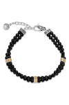 Samuel B. Sterling Silver & 18k Gold Onyx Beaded Bracelet In Black
