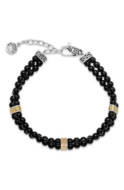 Samuel B. Sterling Silver & 18k Gold Onyx Beaded Bracelet In Black
