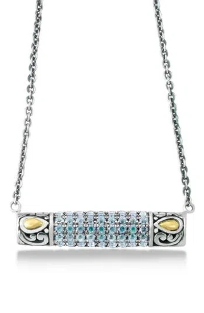 SAMUEL B. SAMUEL B. STERLING SILVER & 18K GOLD PAVÉ BLUE TOPAZ PENDANT NECKLACE