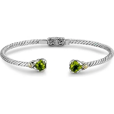 Samuel B. Sterling Silver & 18k Gold Peridot Heart Bangle In Green