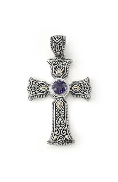 Samuel B. Sterling Silver & 18k Gold Semiprecious Stone Cross Pendant In Metallic