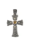 Samuel B. Sterling Silver & 18k Gold Semiprecious Stone Cross Pendant In Citrine