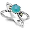 Samuel B. Sterling Silver & 18k Gold Semiprecious Stone Crossover Band Ring In Aquamarine