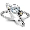 Samuel B. Sterling Silver & 18k Gold Semiprecious Stone Crossover Band Ring In White