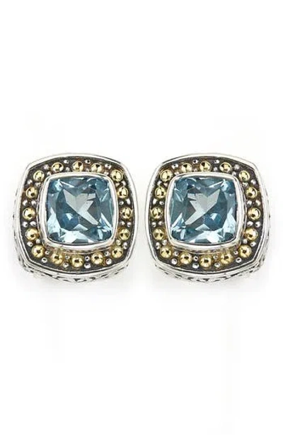 Samuel B. Sterling Silver & 18k Gold Semiprecious Stone Cushion Stud Earrings In Multi