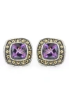 Samuel B. Sterling Silver & 18k Gold Semiprecious Stone Cushion Stud Earrings In Purple