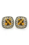 Samuel B. Sterling Silver & 18k Gold Semiprecious Stone Cushion Stud Earrings In Black