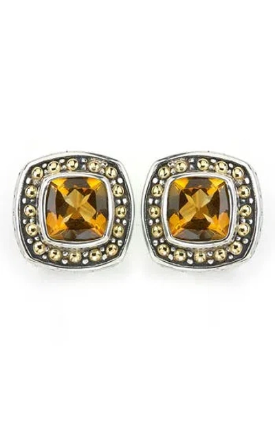 Samuel B. Sterling Silver & 18k Gold Semiprecious Stone Cushion Stud Earrings In Black