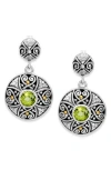 Samuel B. Sterling Silver & 18k Gold Semiprecious Stone Round Drop Earrings In Green