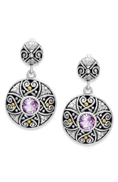 Samuel B. Sterling Silver & 18k Gold Semiprecious Stone Round Drop Earrings In Metallic