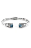Samuel B. Sterling Silver & 18k Gold Semiprecious Stone Twisted Bangle Bracelet In Metallic