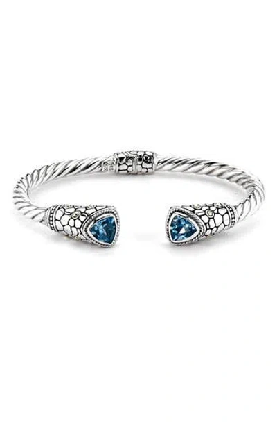 Samuel B. Sterling Silver & 18k Gold Semiprecious Stone Twisted Bangle Bracelet In Metallic