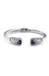 Samuel B. Sterling Silver & 18k Gold Semiprecious Stone Twisted Bangle Bracelet In Purple