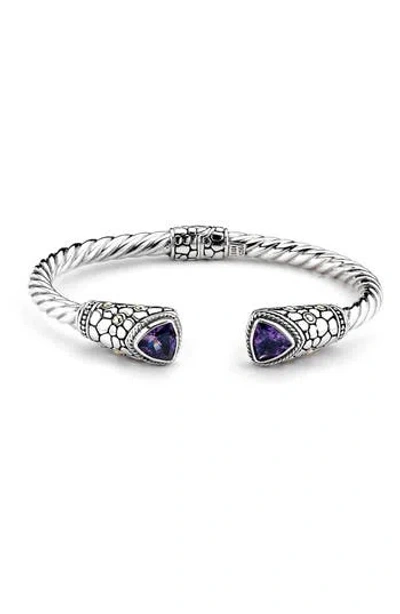 Samuel B. Sterling Silver & 18k Gold Semiprecious Stone Twisted Bangle Bracelet In Metallic