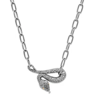 Samuel B. Sterling Silver & 18k Gold Snake Pendant Necklace In Silver And Gold