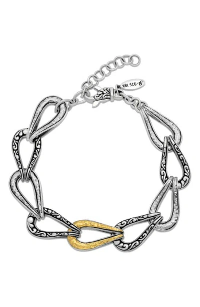Samuel B. Sterling Silver & 18k Gold Teardrop Chain Bracelet In Silver And Gold