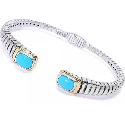 Samuel B. Sterling Silver & 18k Gold Turquoise Bypass Bangle In Blue