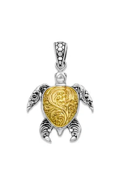 Samuel B. Sterling Silver & 18k Gold Turtle Pendant In Multi