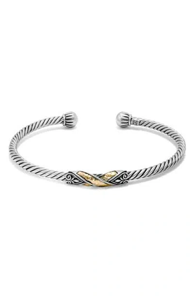 Samuel B. Sterling Silver & 18k Gold Twisted Bangle Bracelet In Metallic